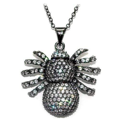 Alamode Ruthenium Brass Chain Pendant with AAA Grade CZ in Clear - Alamode - Flyclothing LLC