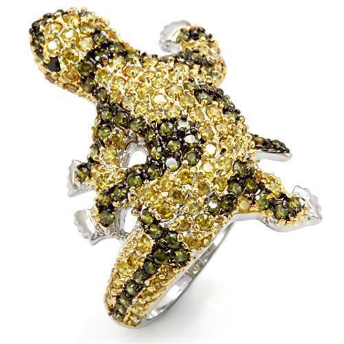 Alamode Gold+Ruthenium Brass Ring with AAA Grade CZ in Multi Color - Alamode