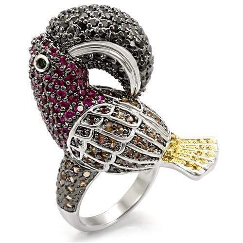 Alamode Rhodium+Gold+ Ruthenium Brass Ring with AAA Grade CZ in Multi Color - Alamode - Flyclothing LLC