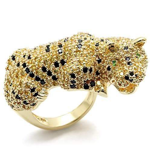 Alamode Imitation Gold Brass Ring with Synthetic Synthetic Glass in Emerald - Alamode - Flyclothing LLC