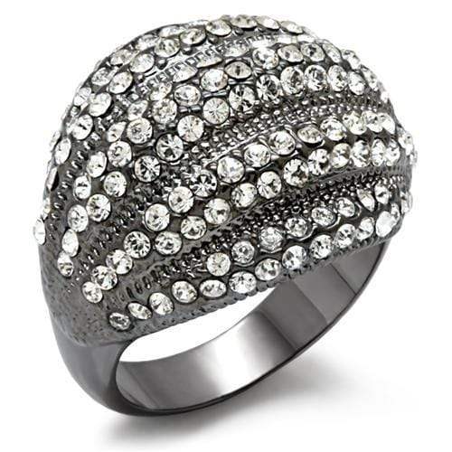 Alamode TIN Cobalt Black Brass Ring with Top Grade Crystal in Clear - Alamode - Flyclothing LLC
