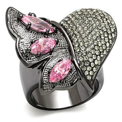 Alamode TIN Cobalt Black Brass Ring with AAA Grade CZ in Rose - Alamode
