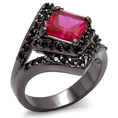 Alamode TIN Cobalt Black Brass Ring with AAA Grade CZ in Ruby - Alamode - Flyclothing LLC