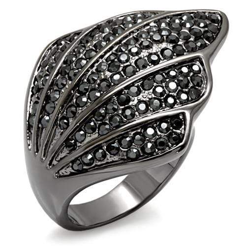 Alamode TIN Cobalt Black Brass Ring with Top Grade Crystal in Jet - Alamode - Flyclothing LLC