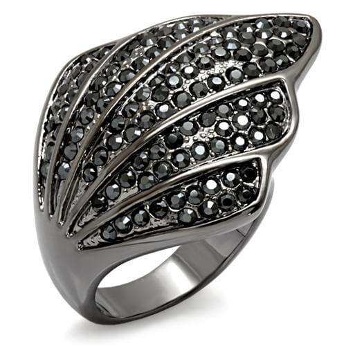 Alamode TIN Cobalt Black Brass Ring with Top Grade Crystal in Jet - Alamode - Flyclothing LLC