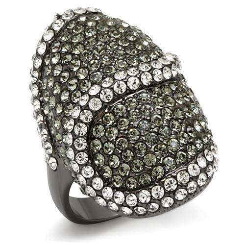 Alamode TIN Cobalt Black Brass Ring with Top Grade Crystal in Black Diamond - Alamode - Flyclothing LLC