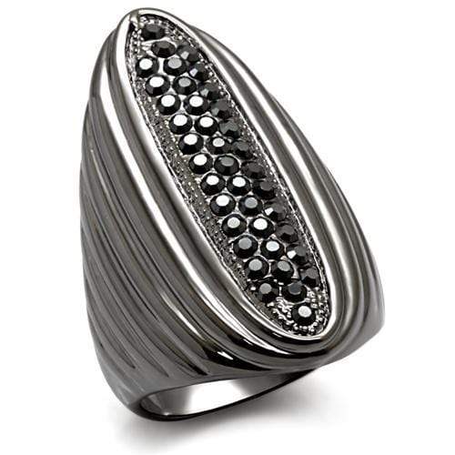 Alamode TIN Cobalt Black Brass Ring with Top Grade Crystal in Jet - Alamode - Flyclothing LLC