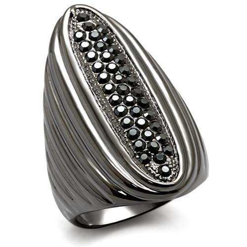 Alamode TIN Cobalt Black Brass Ring with Top Grade Crystal in Jet - Alamode - Flyclothing LLC