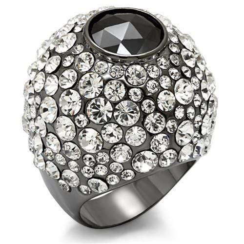 Alamode TIN Cobalt Black Brass Ring with AAA Grade CZ in Black Diamond - Alamode - Flyclothing LLC