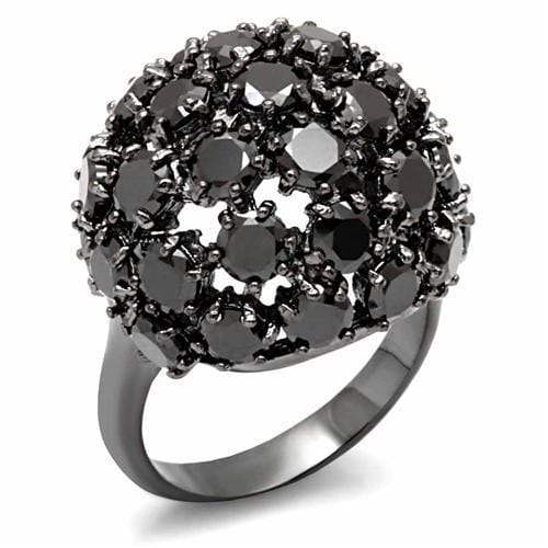 Alamode TIN Cobalt Black Brass Ring with AAA Grade CZ in Jet - Alamode - Flyclothing LLC