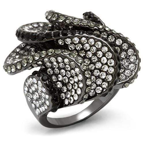 Alamode TIN Cobalt Black Brass Ring with Top Grade Crystal in Multi Color - Alamode - Flyclothing LLC