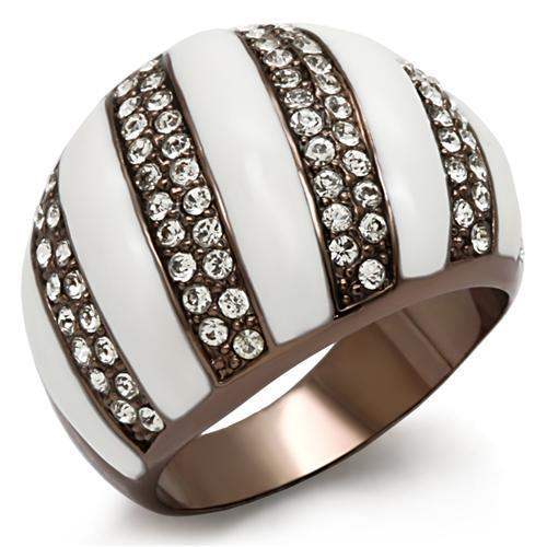 Alamode Chocolate Gold Brass Ring with Top Grade Crystal in Clear - Alamode - Flyclothing LLC