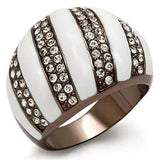 Alamode Chocolate Gold Brass Ring with Top Grade Crystal in Clear - Alamode - Flyclothing LLC