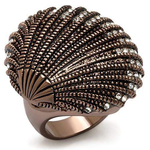 Alamode Chocolate Gold Brass Ring with Top Grade Crystal in Clear - Alamode - Flyclothing LLC