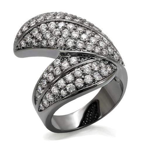 Alamode TIN Cobalt Black Brass Ring with AAA Grade CZ in Clear - Alamode - Flyclothing LLC