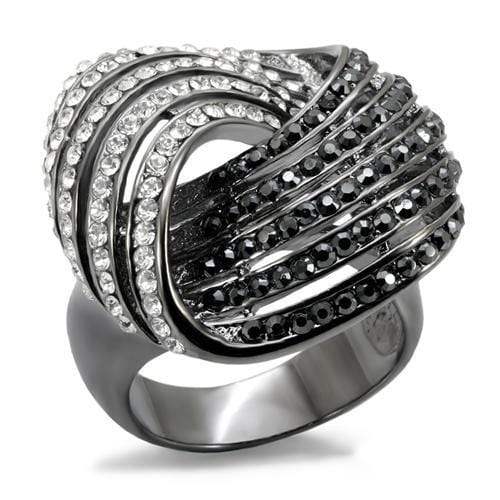 Alamode TIN Cobalt Black Brass Ring with Top Grade Crystal in Jet - Alamode - Flyclothing LLC