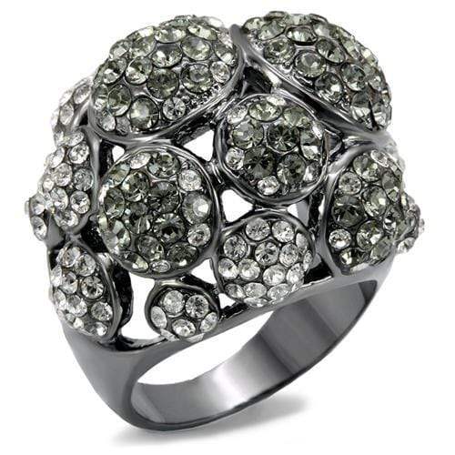 Alamode TIN Cobalt Black Brass Ring with Top Grade Crystal in Black Diamond - Alamode - Flyclothing LLC