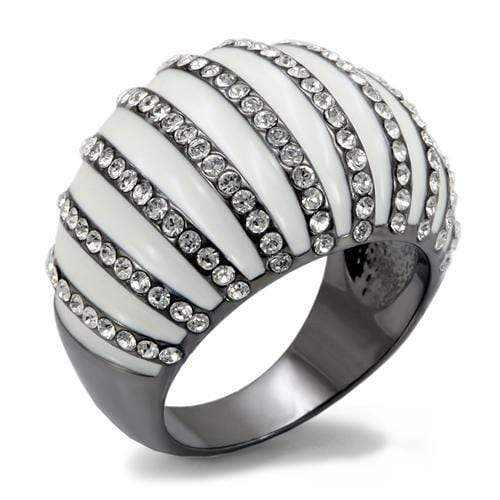 Alamode TIN Cobalt Black Brass Ring with Top Grade Crystal in Clear - Alamode - Flyclothing LLC