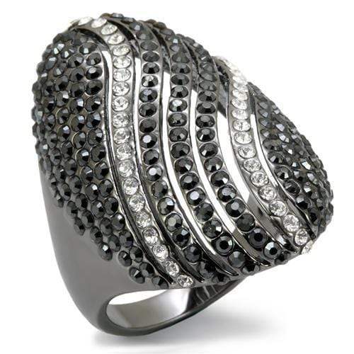Alamode TIN Cobalt Black Brass Ring with Top Grade Crystal in Jet - Alamode - Flyclothing LLC