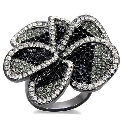 Alamode TIN Cobalt Black Brass Ring with Top Grade Crystal in Multi Color - Alamode