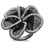 Alamode TIN Cobalt Black Brass Ring with Top Grade Crystal in Multi Color - Alamode