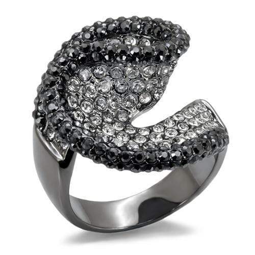 Alamode TIN Cobalt Black Brass Ring with Top Grade Crystal in Jet - Alamode - Flyclothing LLC