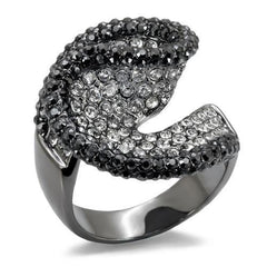 Alamode TIN Cobalt Black Brass Ring with Top Grade Crystal in Jet