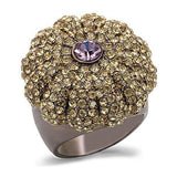 Alamode Chocolate Gold Brass Ring with Top Grade Crystal in Multi Color - Alamode