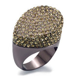 Alamode Chocolate Gold Brass Ring with Top Grade Crystal in Citrine Yellow - Alamode