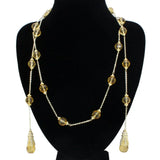 Alamode Gold White Metal Necklace with Synthetic Acrylic in Topaz - Alamode - Flyclothing LLC