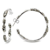 Alamode Rhodium Brass Earrings with Top Grade Crystal in Black Diamond - Alamode
