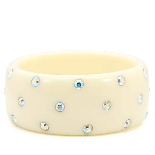 Alamode Resin Bangle with Top Grade Crystal in Aurora Borealis (Rainbow Effect) - Alamode - Flyclothing LLC