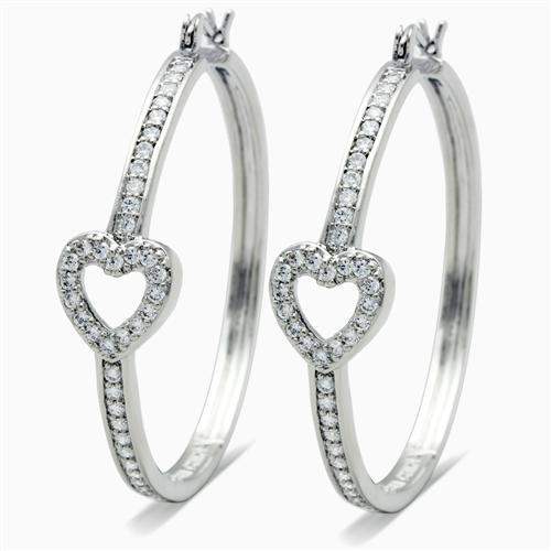 Alamode Rhodium Brass Earrings with AAA Grade CZ in Clear - Alamode - Flyclothing LLC