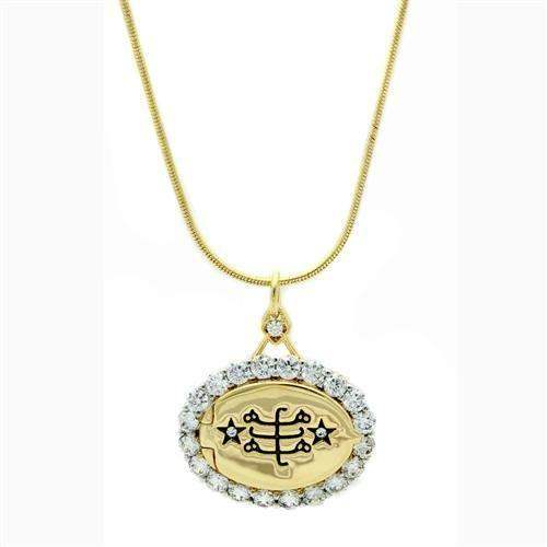 Alamode Gold+Rhodium Brass Chain Pendant with AAA Grade CZ in Clear - Alamode - Flyclothing LLC