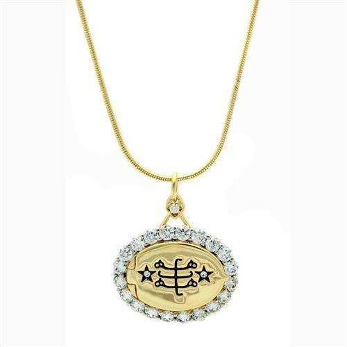 Alamode Gold+Rhodium Brass Chain Pendant with AAA Grade CZ in Clear - Alamode - Flyclothing LLC