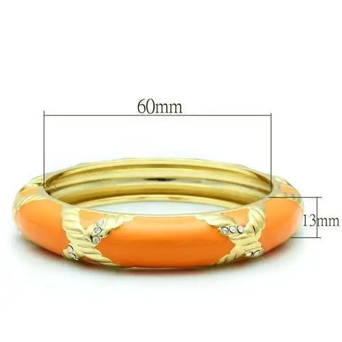 Alamode Gold White Metal Bangle with Top Grade Crystal in Clear - Alamode - Flyclothing LLC