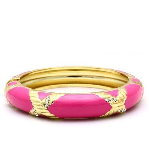 Alamode Gold White Metal Bangle with Top Grade Crystal in Clear - Alamode