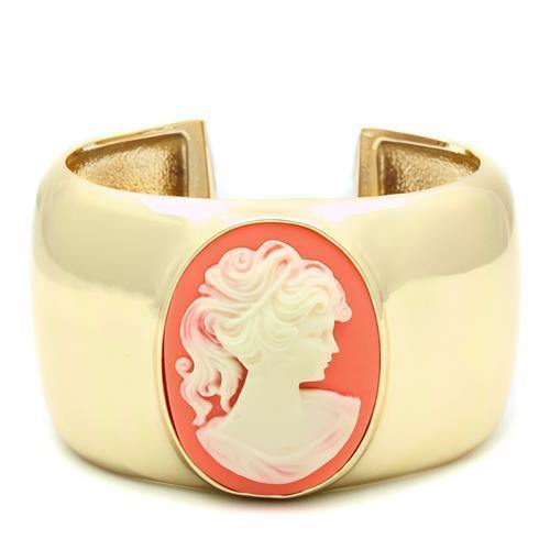 Alamode Gold Brass Bangle with Synthetic Synthetic Stone in Multi Color - Alamode