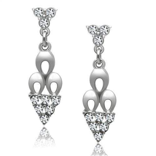 Alamode Rhodium White Metal Earrings with Top Grade Crystal in Clear - Alamode - Flyclothing LLC