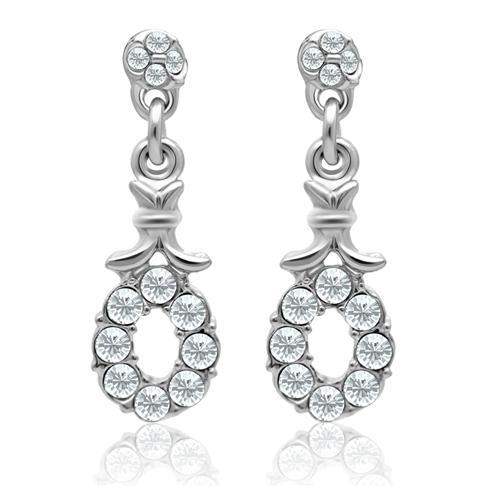 Alamode Rhodium White Metal Earrings with Top Grade Crystal in Clear - Alamode - Flyclothing LLC