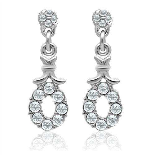 Alamode Rhodium White Metal Earrings with Top Grade Crystal in Clear - Alamode - Flyclothing LLC
