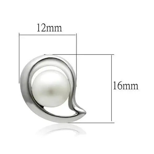Alamode Rhodium White Metal Earrings with Synthetic Pearl in White - Alamode - Flyclothing LLC