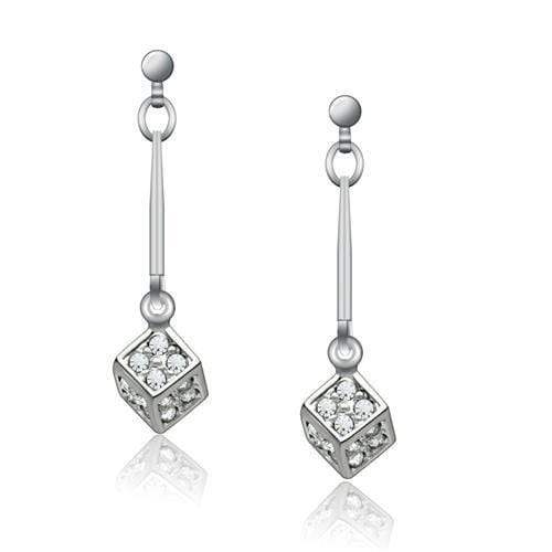 Alamode Rhodium White Metal Earrings with Top Grade Crystal in Clear - Alamode - Flyclothing LLC