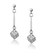 Alamode Rhodium White Metal Earrings with Top Grade Crystal in Clear - Alamode - Flyclothing LLC
