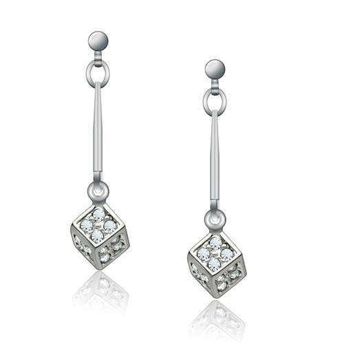 Alamode Rhodium White Metal Earrings with Top Grade Crystal in Clear - Alamode - Flyclothing LLC