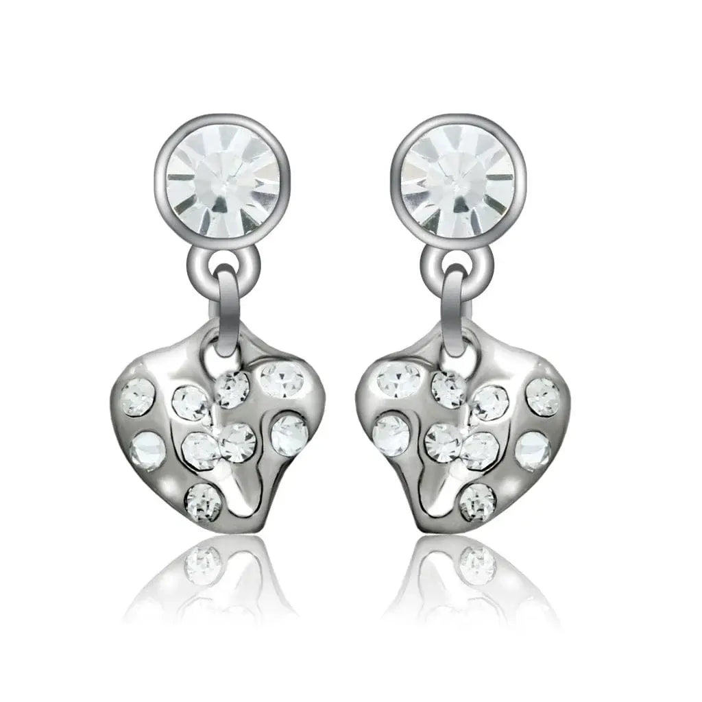 Alamode Rhodium White Metal Earrings with Top Grade Crystal in Clear - Alamode - Flyclothing LLC