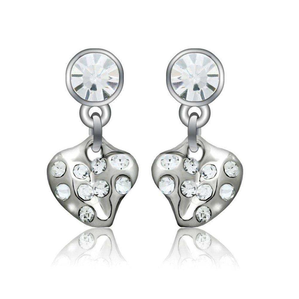 Alamode Rhodium White Metal Earrings with Top Grade Crystal in Clear - Alamode - Flyclothing LLC