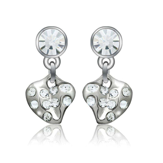 Alamode Rhodium White Metal Earrings with Top Grade Crystal in Clear - Alamode - Flyclothing LLC