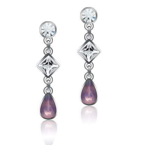 Alamode Rhodium White Metal Earrings with Top Grade Crystal in Clear - Alamode - Flyclothing LLC