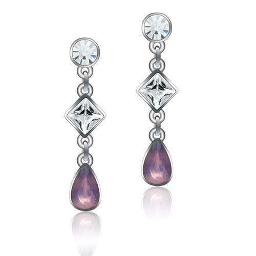 Alamode Rhodium White Metal Earrings with Top Grade Crystal in Clear - Alamode